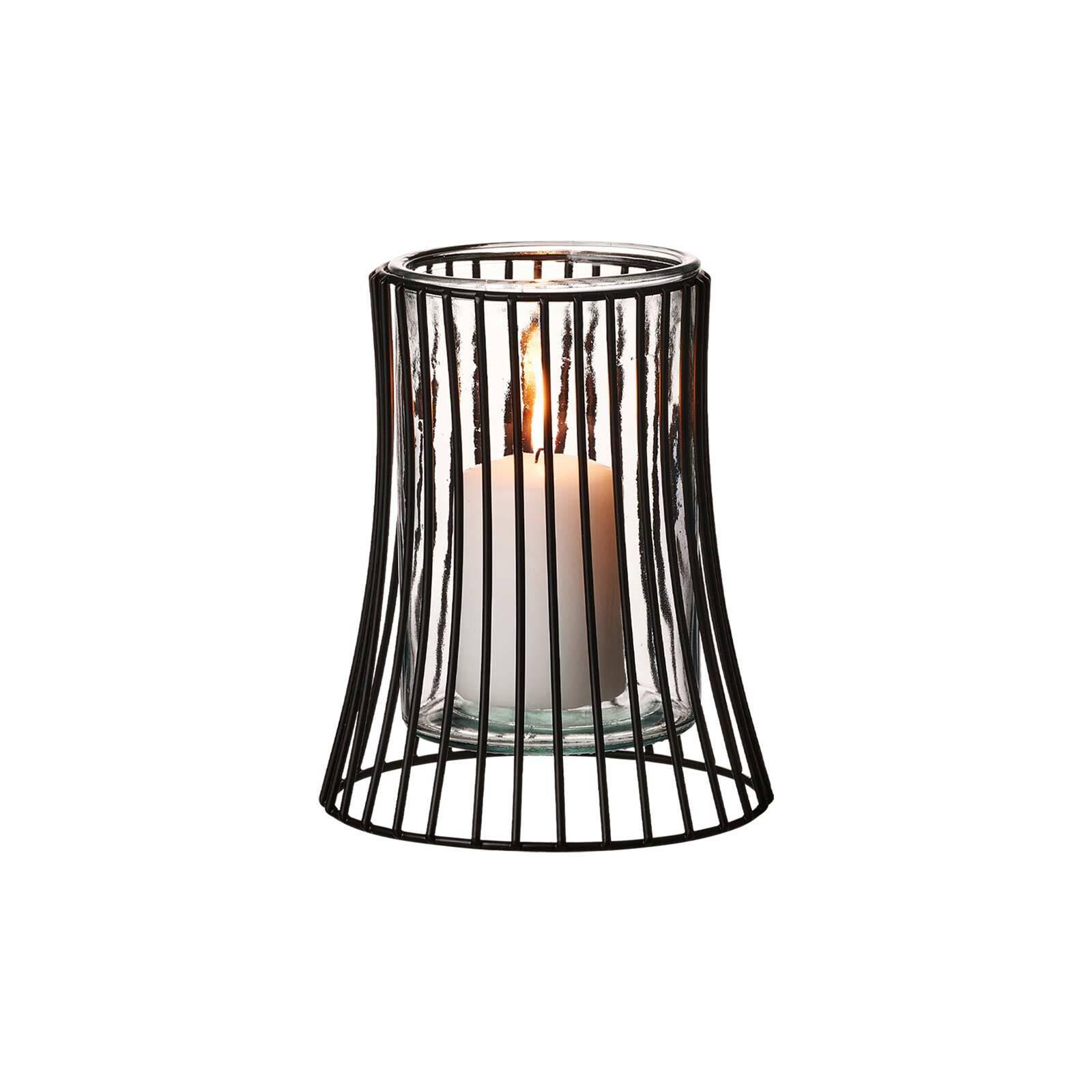 WINDLICHT Nero 17 cm - Transparent/Schwarz, Glas/Metall (14.5/17/14.5cm) - Ritzenhoff Breker