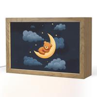 NACHTTISCHLAMPE Teddybär - Mond - Wolken - Sterne 30x20 cm - Dunkelblau, Holzwerkstoff (8/30/20cm) - OnlyWow