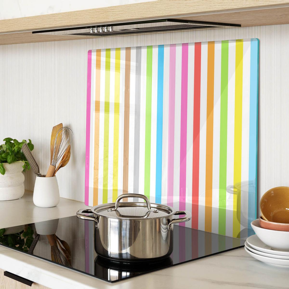 GLASPLATTE 60x52 cm Farbige Streifen - Multicolor, Glas (60/0.4/52cm) - TULUP