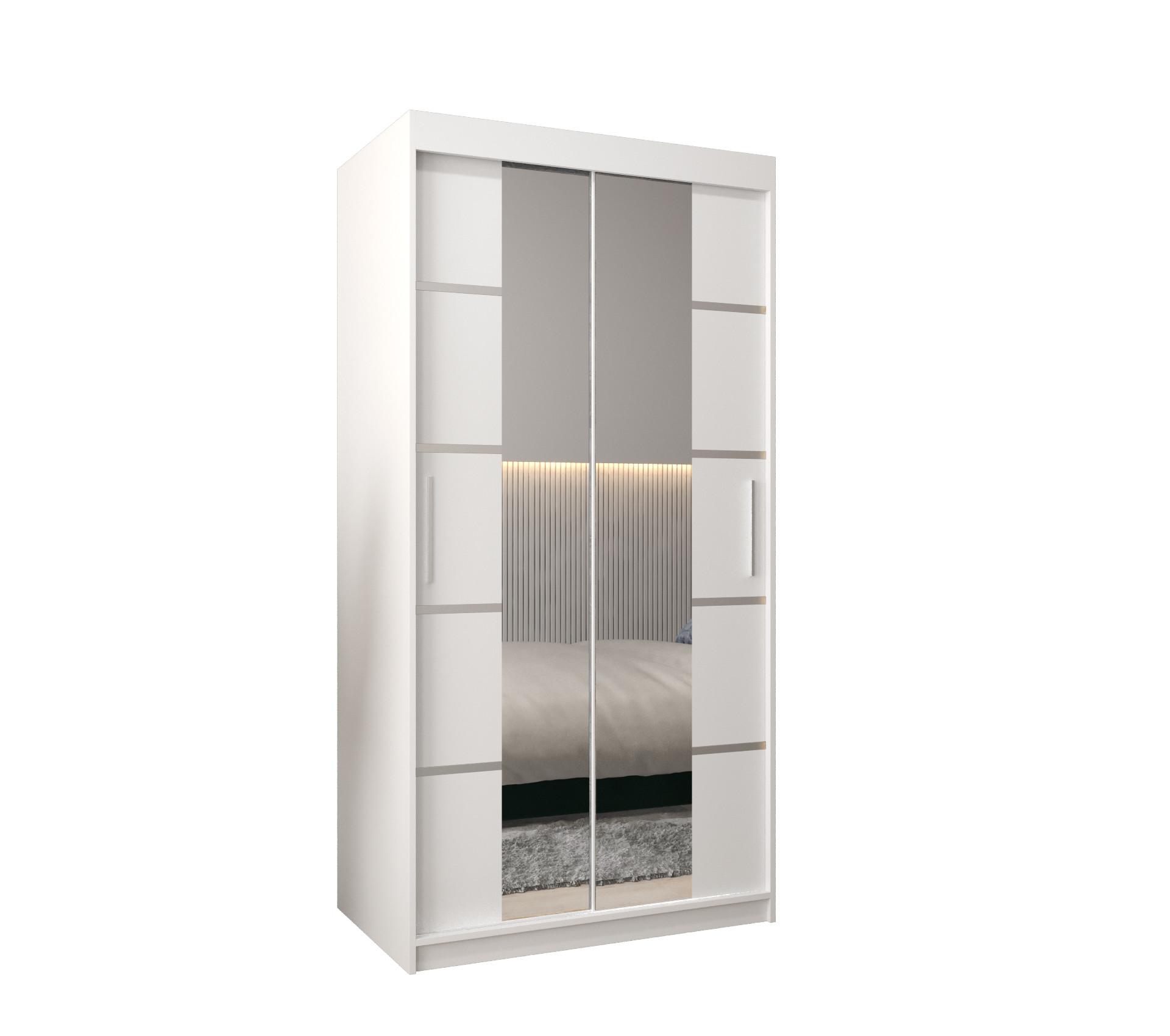 SCHWEBETÜRENSCHRANK 200/100/62 2-türig - Silberfarben/Weiß, Holz/Kunststoff (100/200/62cm) - MÖBEL KRYSPOL