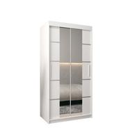 SCHWEBETÜRENSCHRANK 200/100/62 2-türig - Silberfarben/Weiß, Holz/Kunststoff (100/200/62cm) - MÖBEL KRYSPOL