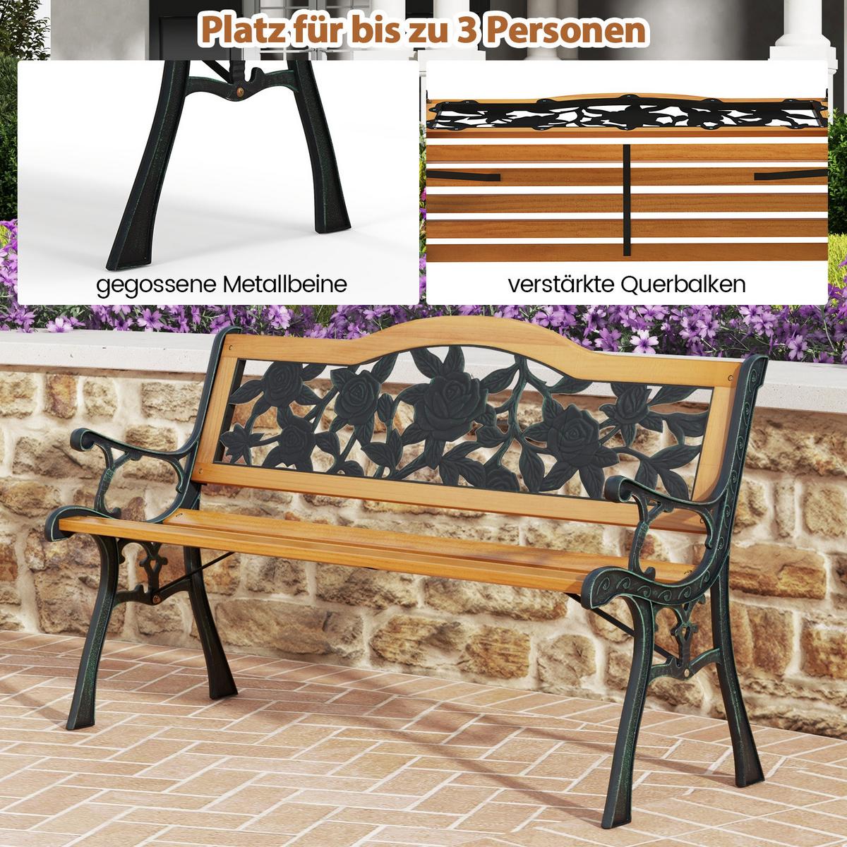 PARKBANK Natur - Naturfarben, Holz (127.5/73.5/52.5cm) - COSTWAY