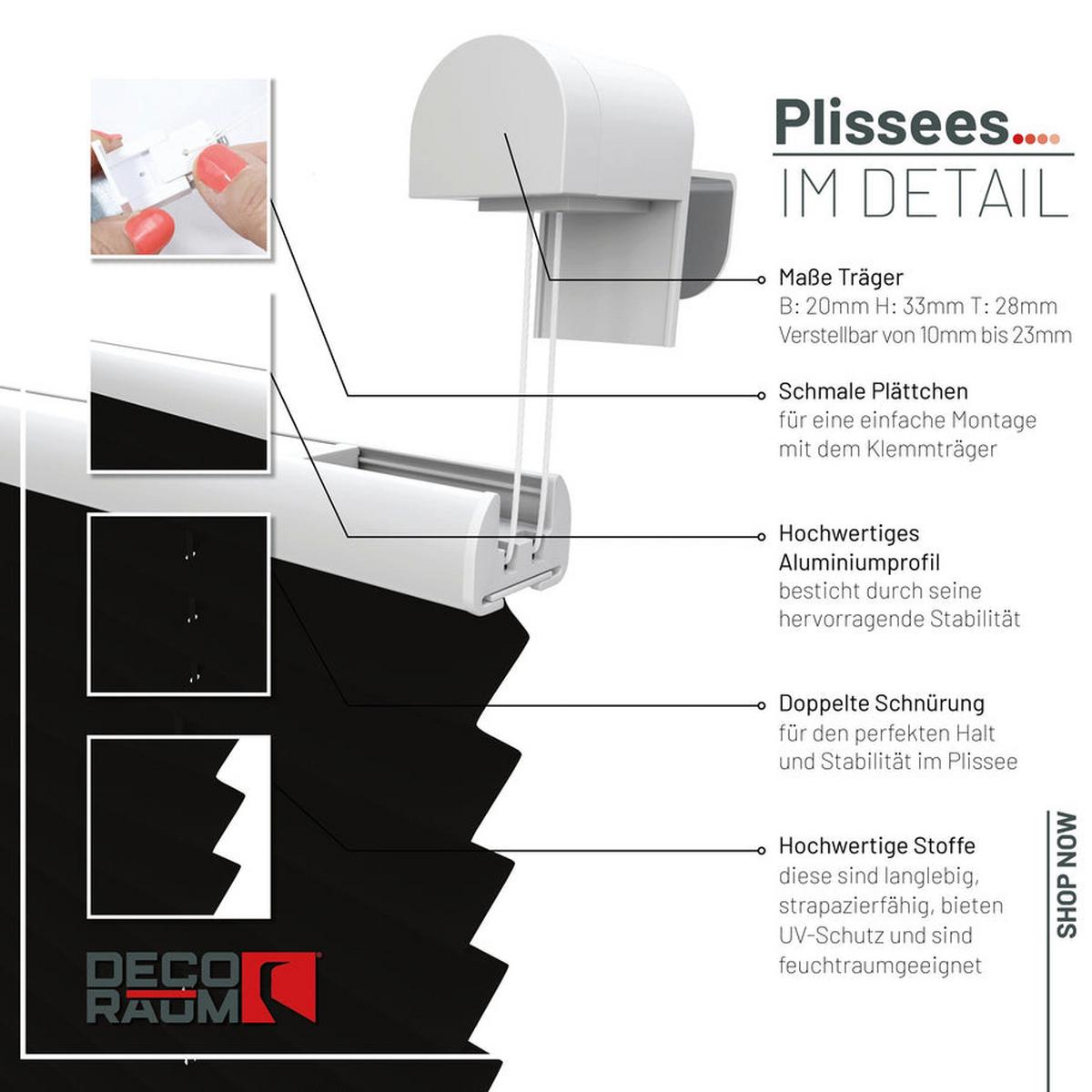 PLISSEE Basic 80 x 150cm Klemmfix ohne Bohren - Schwarz, Textil (80/150cm) - Deco-Raum