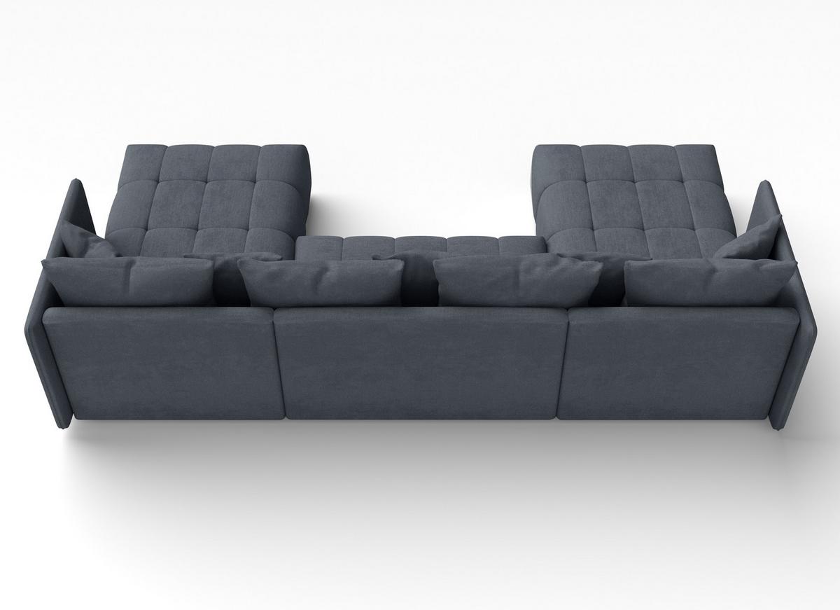 WOHNLANDSCHAFT Veliro U Grau 353/180/83 cm mit Schlaffunktion und Bettkasten - Dunkelgrau/Schwarz, Kunststoff/Textil (353/83/180cm) - AX Living