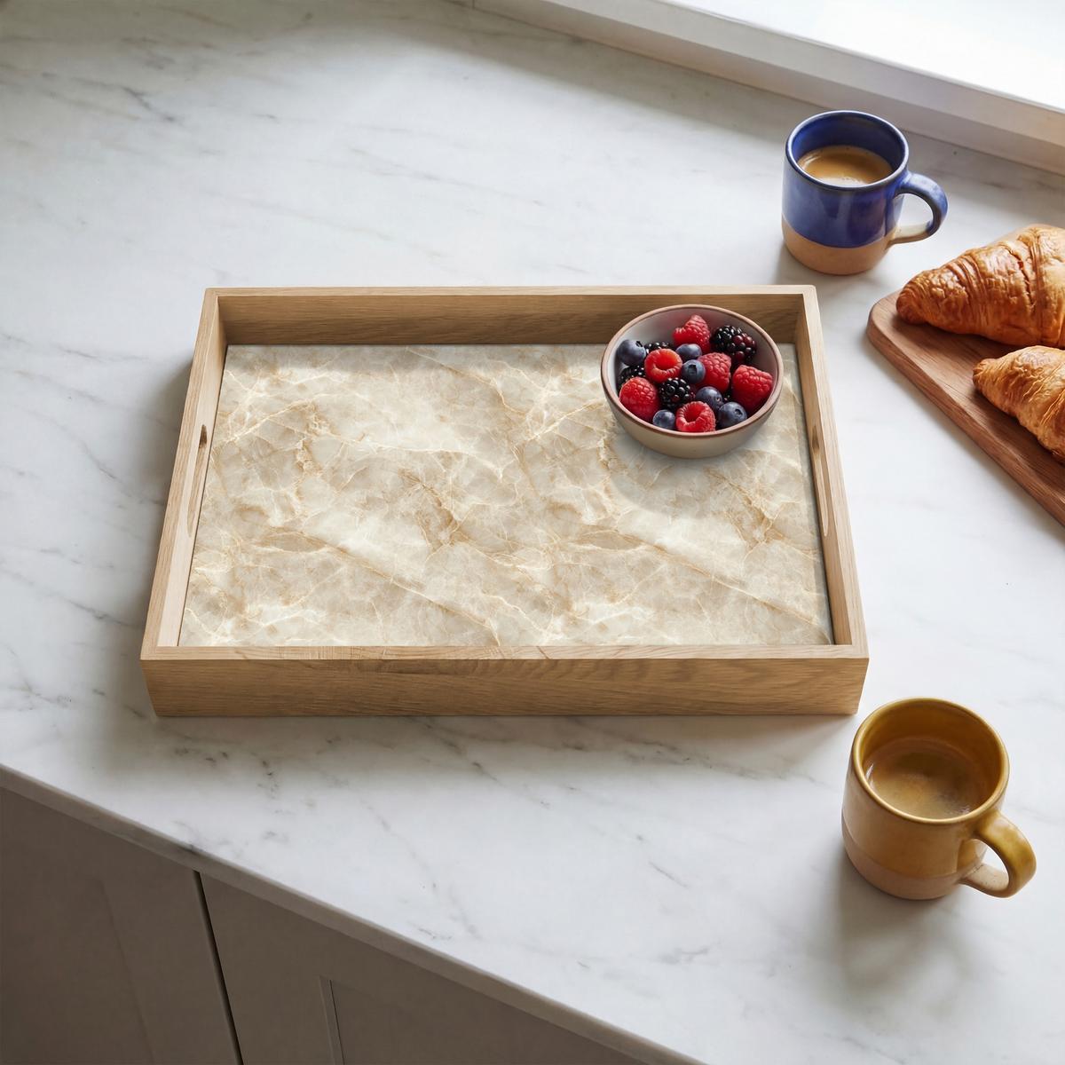 TABLETT Hellbeige - Onyx - Dezent 40x30 cm - Beige, Holz (40/5/5cm) - OnlyWow