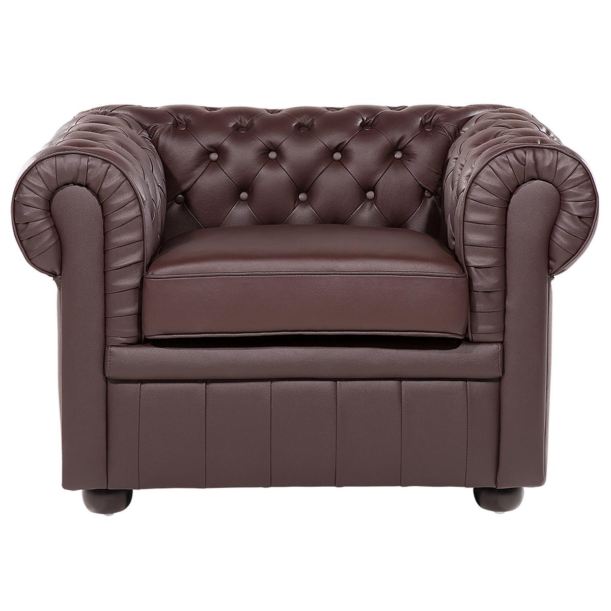 SESSEL Leder braun Chesterfield - Braun, Leder (108/70/77cm) - Beliani