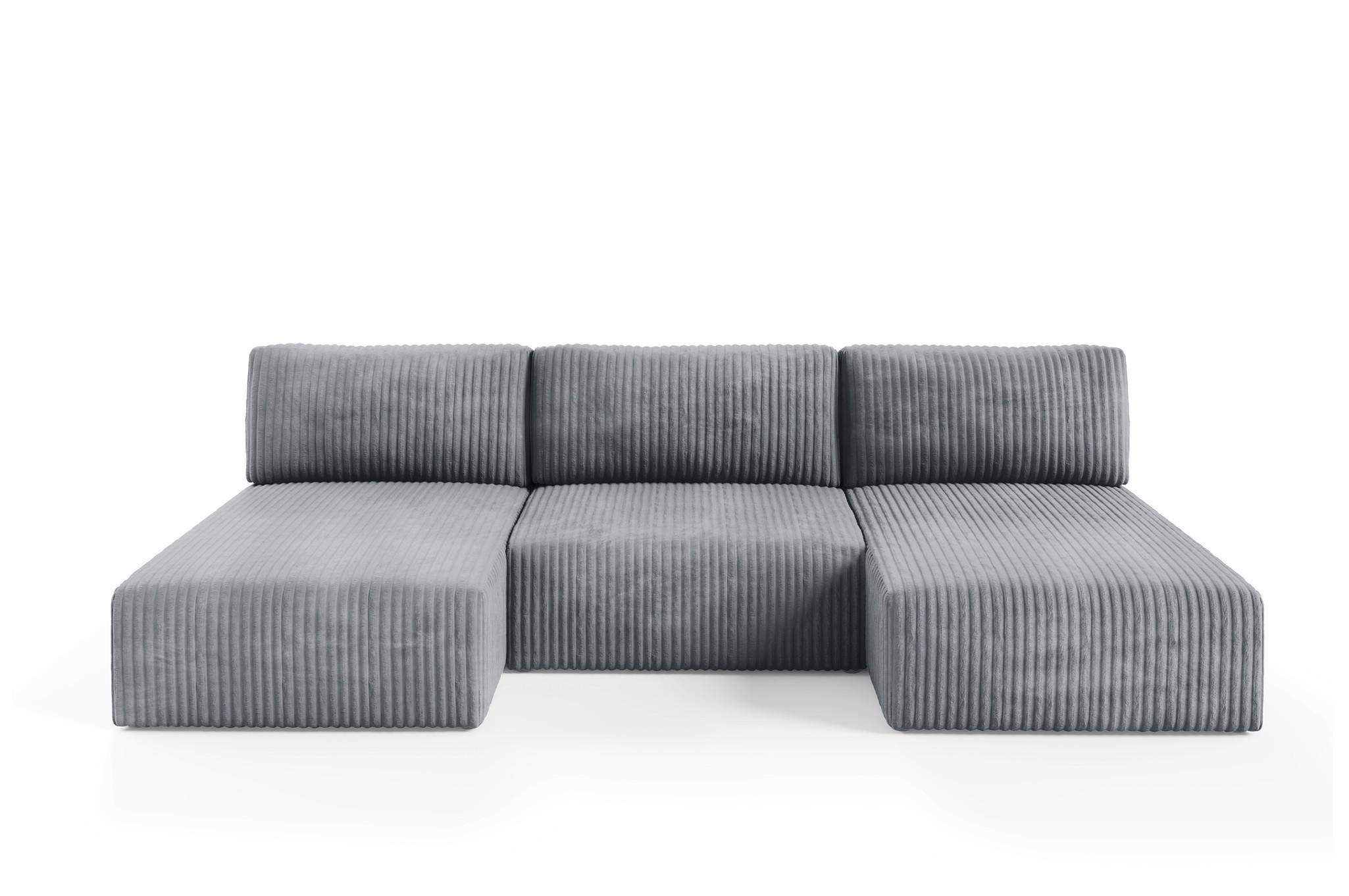 WOHNLANDSCHAFT Natalia - Grau, Holzwerkstoff/Textil (304/85/149cm) - Fun Möbel