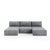 WOHNLANDSCHAFT Natalia - Grau, Holzwerkstoff/Textil (304/85/149cm) - Fun Möbel