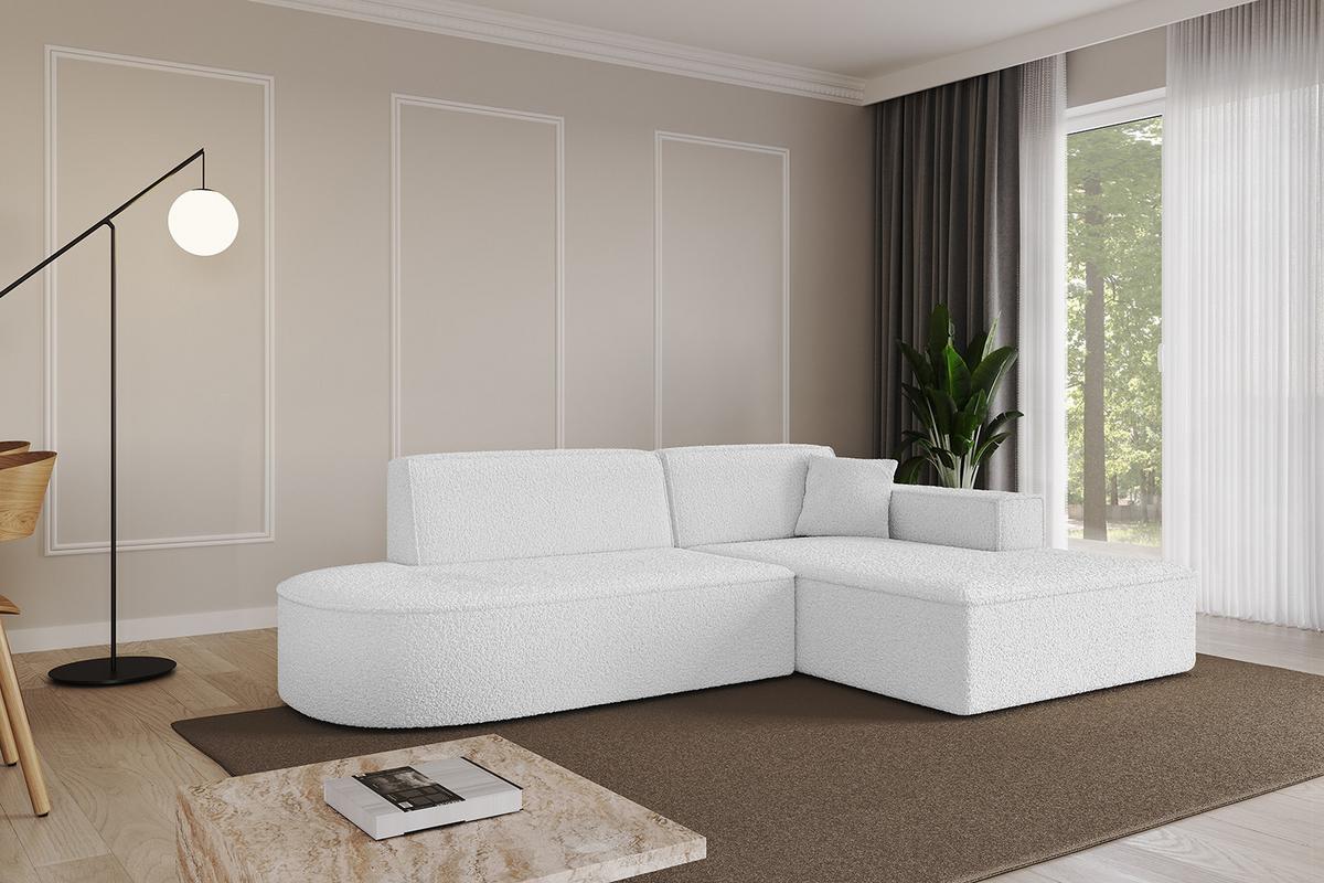ECKSOFA Ottomane Rechts IREA-L1-v4 - 232x165x77 cm Weiß - Weiß, Holzwerkstoff/Textil (232/165cm) - ALTDECOR