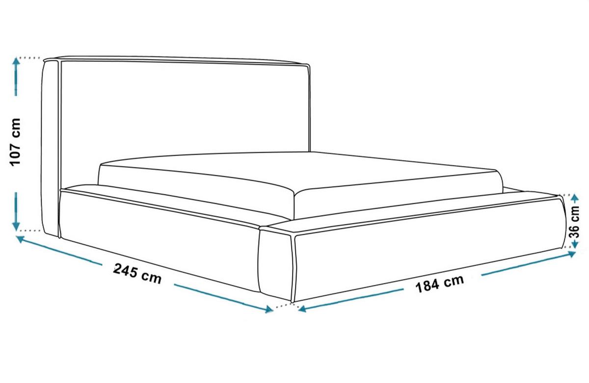 BETT 140x200 - Polsterbett mit Bettkasten und Metallrahmen - Modern Bett - Eleganter Amor-Velvet-Stoff - Kollektion Luna Maxi - Schwarz - Schwarz, Holz/Textil (140/200cm) - Alpi-Möbel