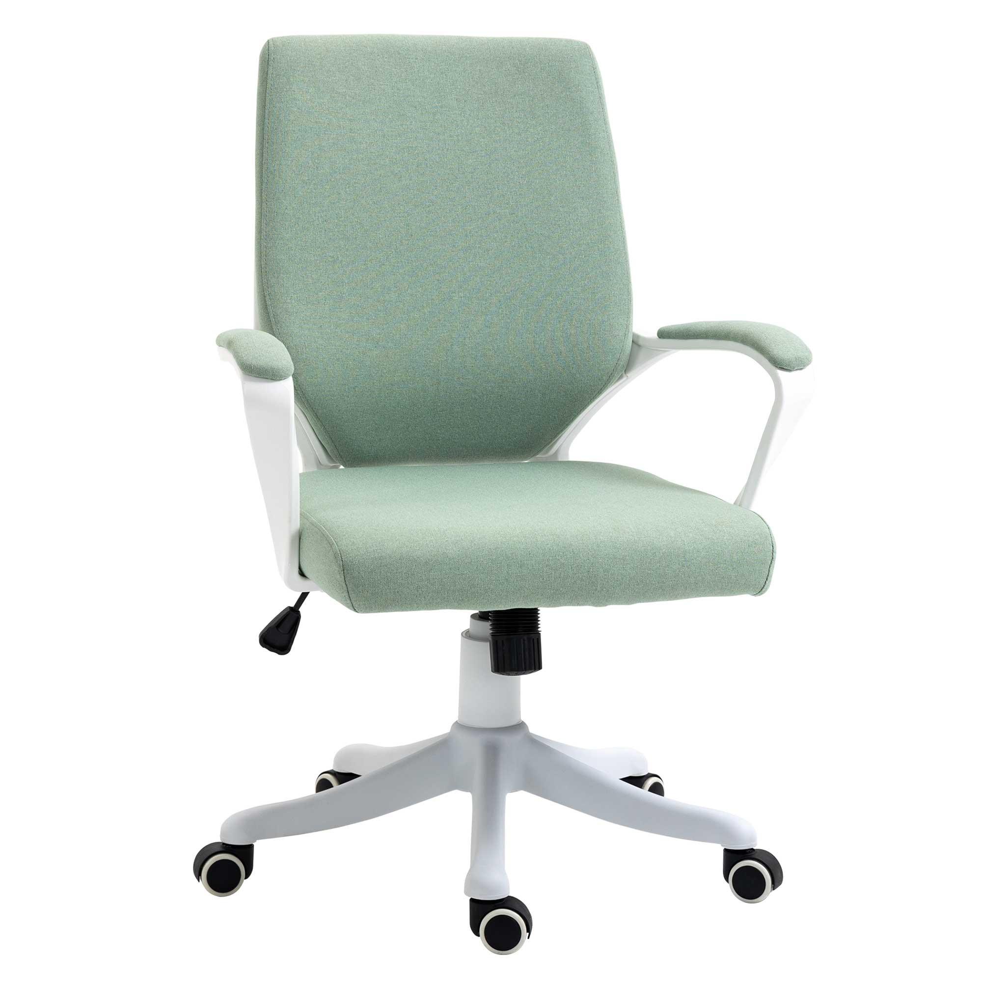 BÜROSTUHL Drehstuhl höhenverstellbarer dick gepolstert Polyester Grün+Weiß - Hellgrün, Kunststoff (69/100/62cm) - Vinsetto