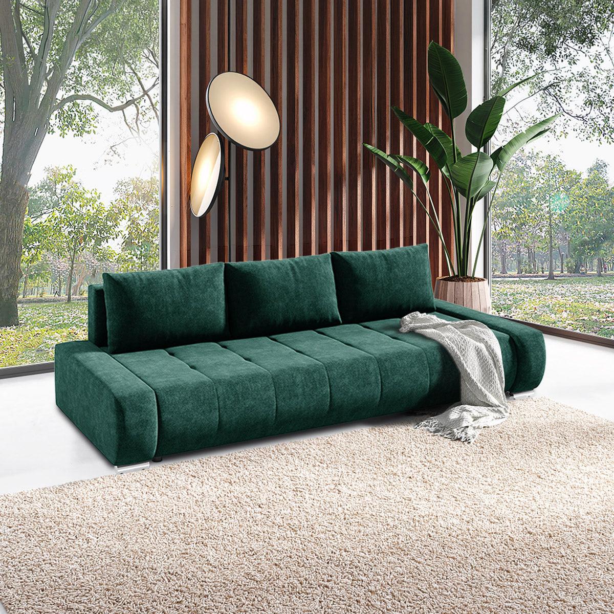 SCHLAFSOFA Jonas 3 Sitzplätze Grün - Grün, Holzwerkstoff (240/85/110cm) - Petits-meubles