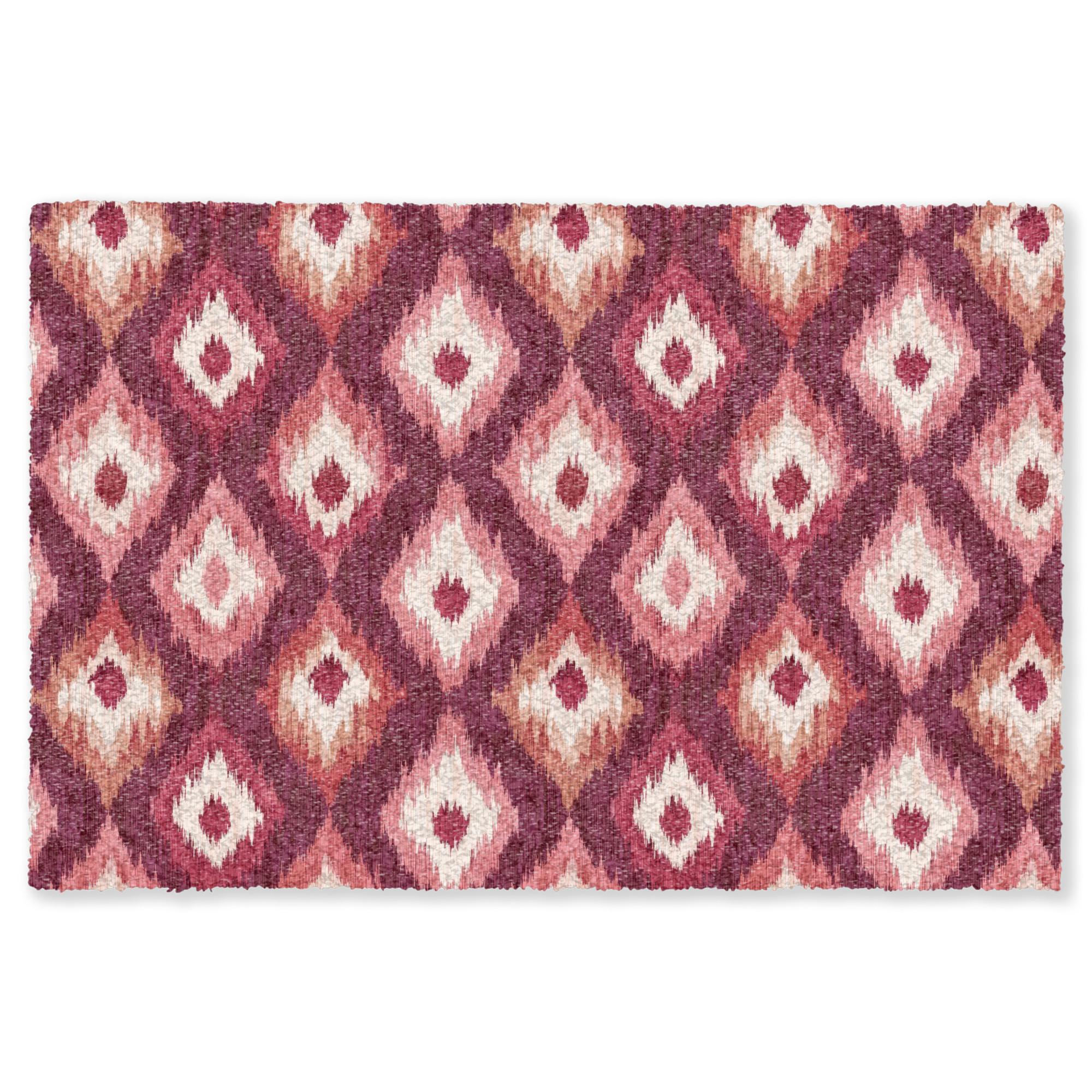 FUSSMATTE Diamantformen - Rosa - Muster - Textur Flurteppich 90x60 cm - Beere, Kunststoff (90/0.4cm) - MuchoWow