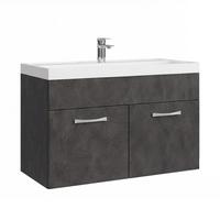 BADMÖBEL-SET Paso 2 Teile Dunkel Grau - 80 x 35 x 55 cm - Grau, Holz (80/55/35cm) - Badplaats