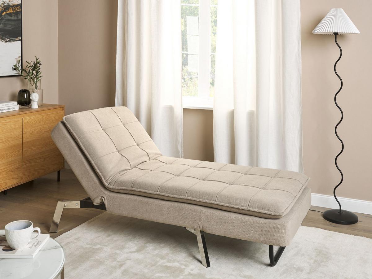 CHAISELONGUE Stoff Beige Loiret - Beige, Textil (179/93/76cm) - Beliani