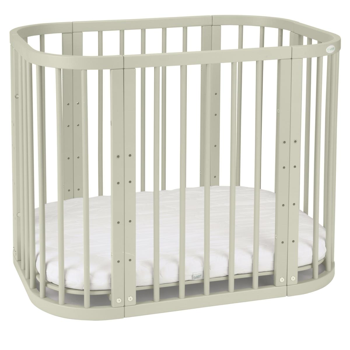 BABYBETT OLIVE, 5in1 mit Matratze - Olivgrün, Holz (65.5/92cm) - waldin