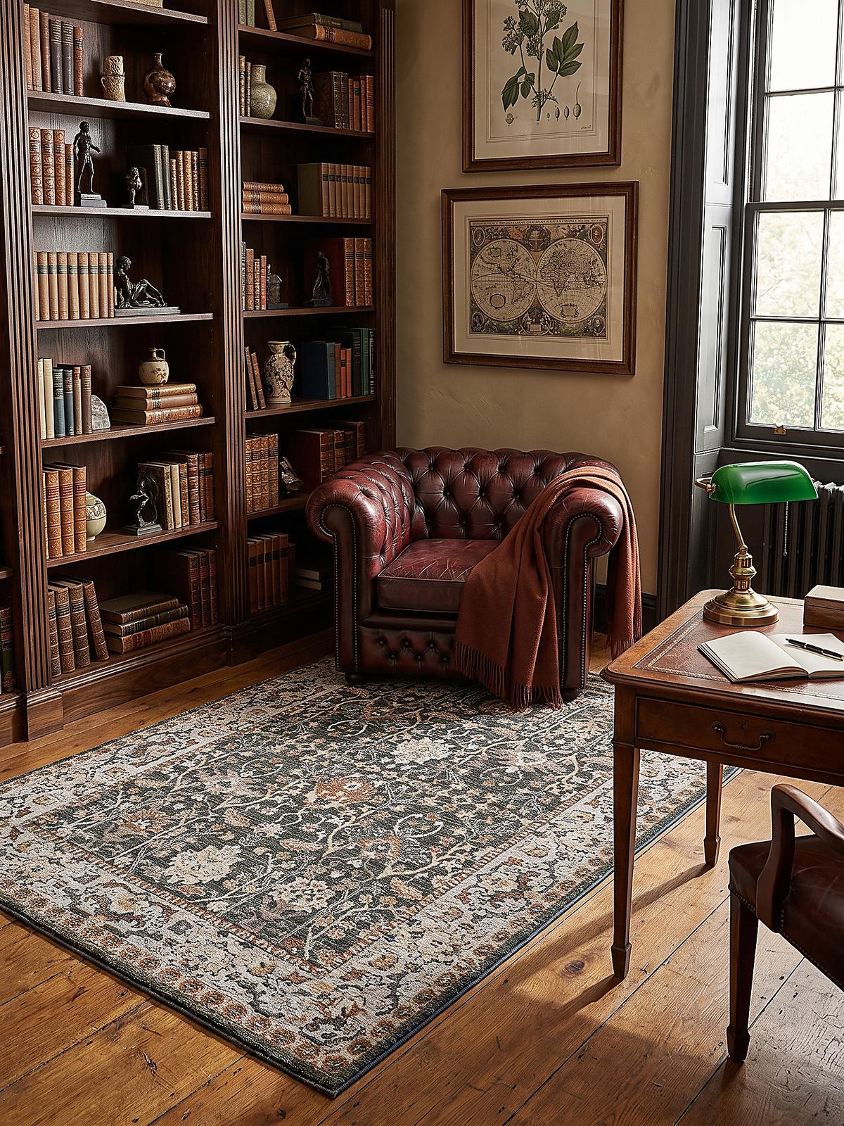 TEPPICH Struktur TRURO, in Erdtöne-Grün, Blumenmuster, 160 x 230 cm - Grün, Textil (160/230cm) - KADIMA DESIGN