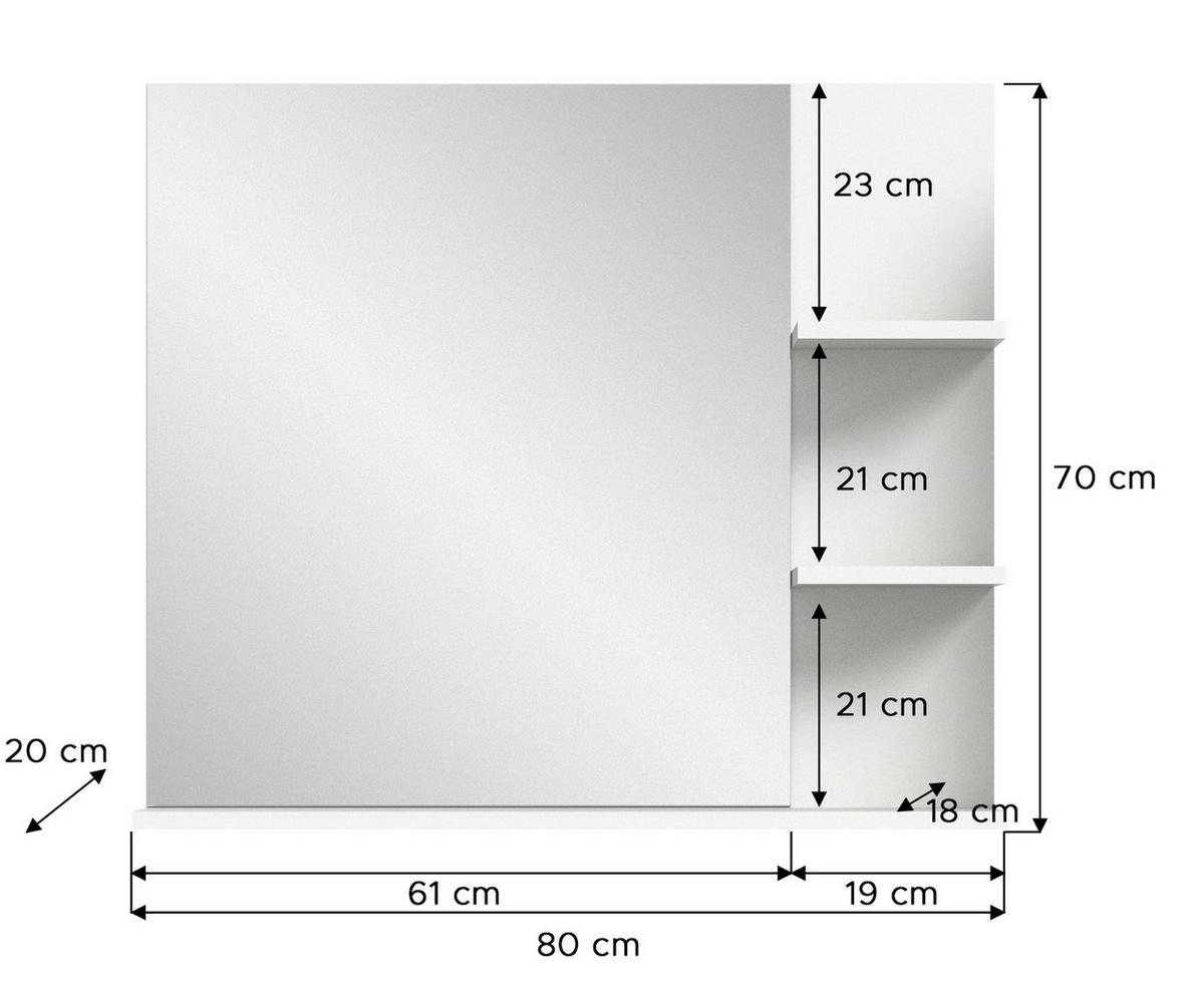 SPIEGEL Badezimmer weiß 80 cm, Wandspiegel mit Regal - Weiß, Holzwerkstoff/Metall (82/56/34cm) - Inn.Furn