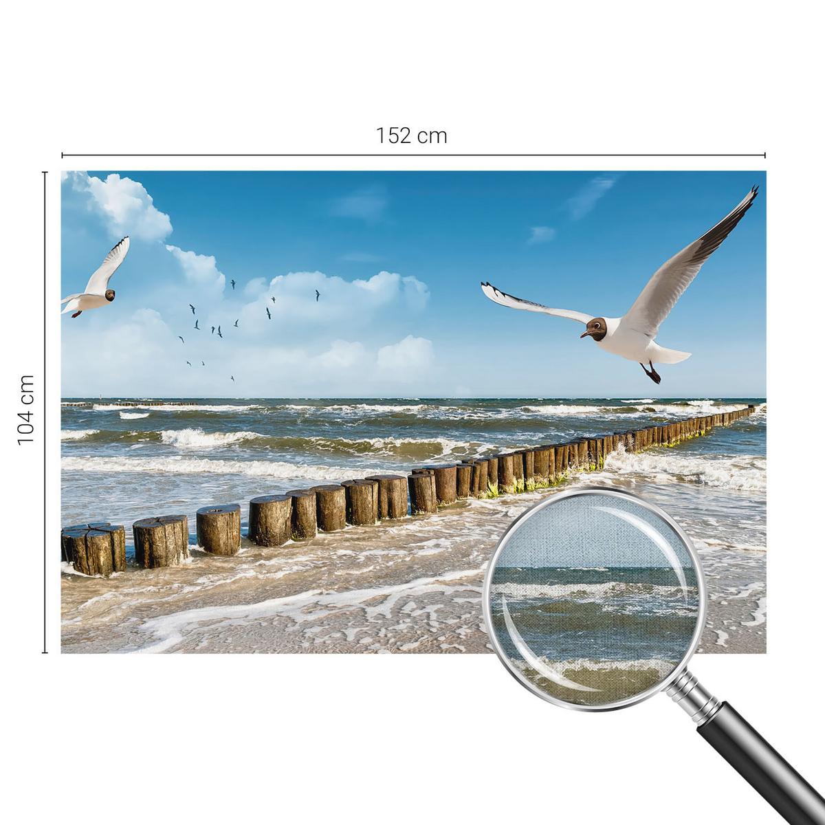 FOTOTAPETE 152x104 cm - Küstenlandschaft - Blau, Textil (152/104cm) - Wallfluent