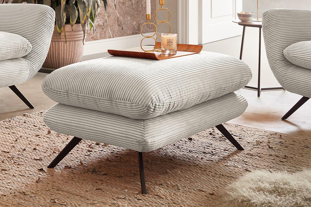 SITZGRUPPE CHARME Cremeweiß Cord - Creme, Textil (175/94/95cm) - KAWOLA