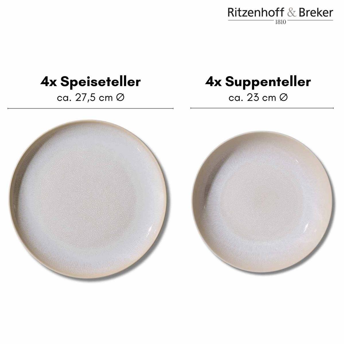 TAFELSERVICE LAREDO beige 8-tlg. - Beige, Keramik (2/2/2cm) - Ritzenhoff Breker