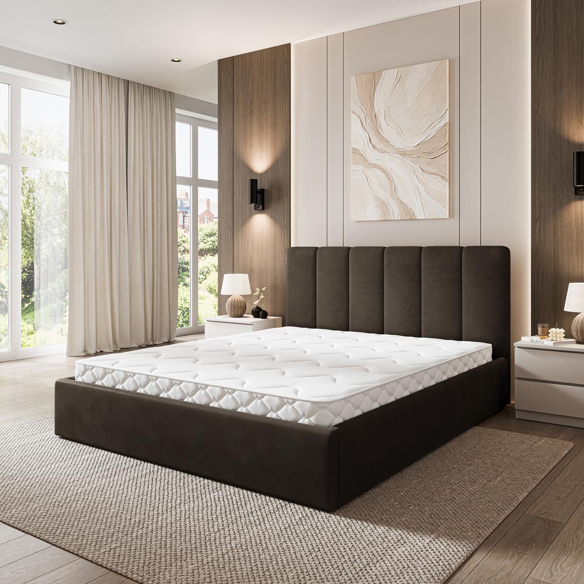POLSTERBETT NEMIS 120x200 cm mit Bettkästen - Braun - Braun, Holz (120/200cm) - MASSENO