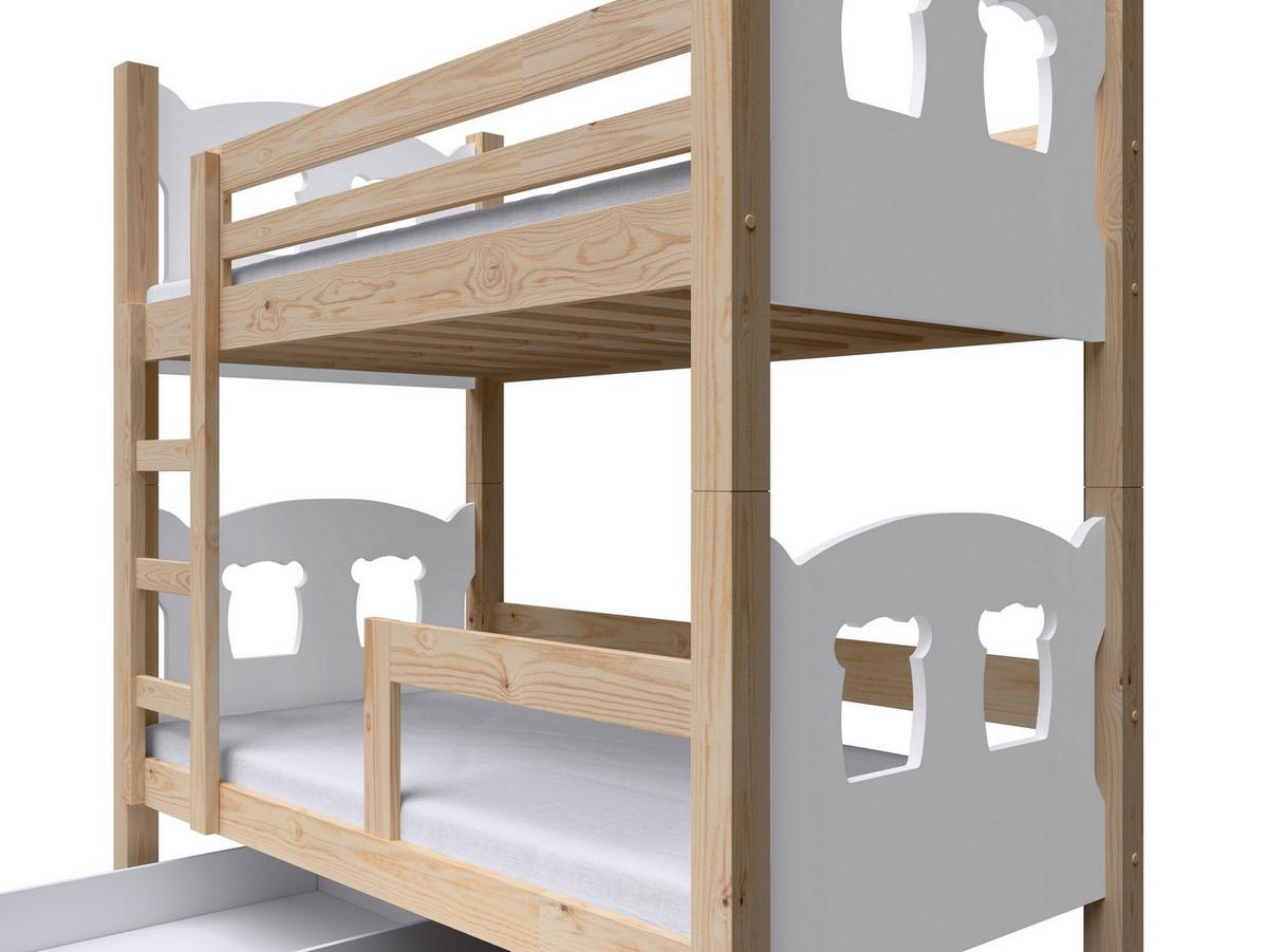ETAGENBETT LEONE mit Bettkasten 80x180 cm Kieferfarben - Weiß/Kieferfarben, Holz (80/180cm) - MASSENO