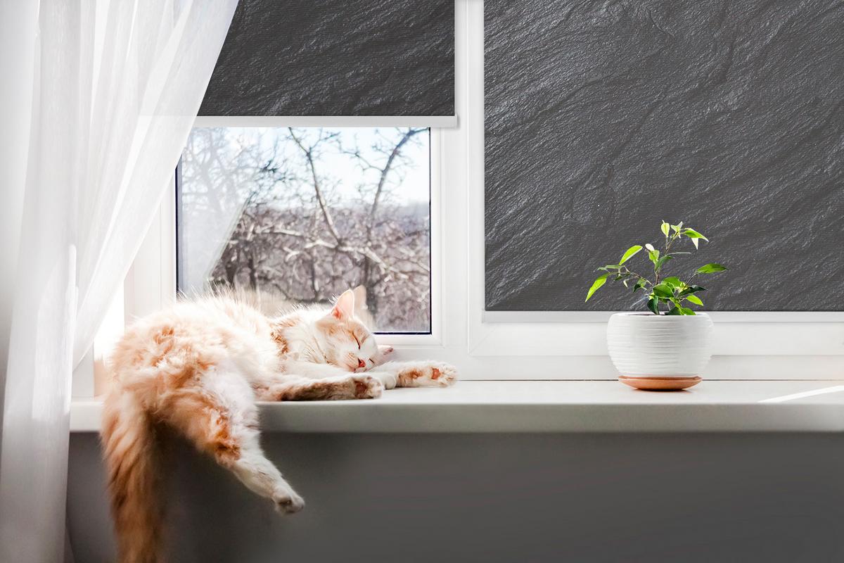 INNENROLLO - Fensterrollo - Rollo - 60x40 cm - Schwarze Textur - Schwarz, Kunststoff (60/140/0.5cm) - TULUP