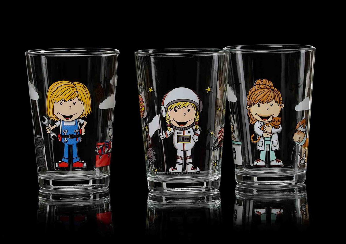 KINDERGLÄSER Berufe Mädchen bunt 205 ml 6-tlg. - Multicolor, Glas (0.205L) - Ritzenhoff Breker