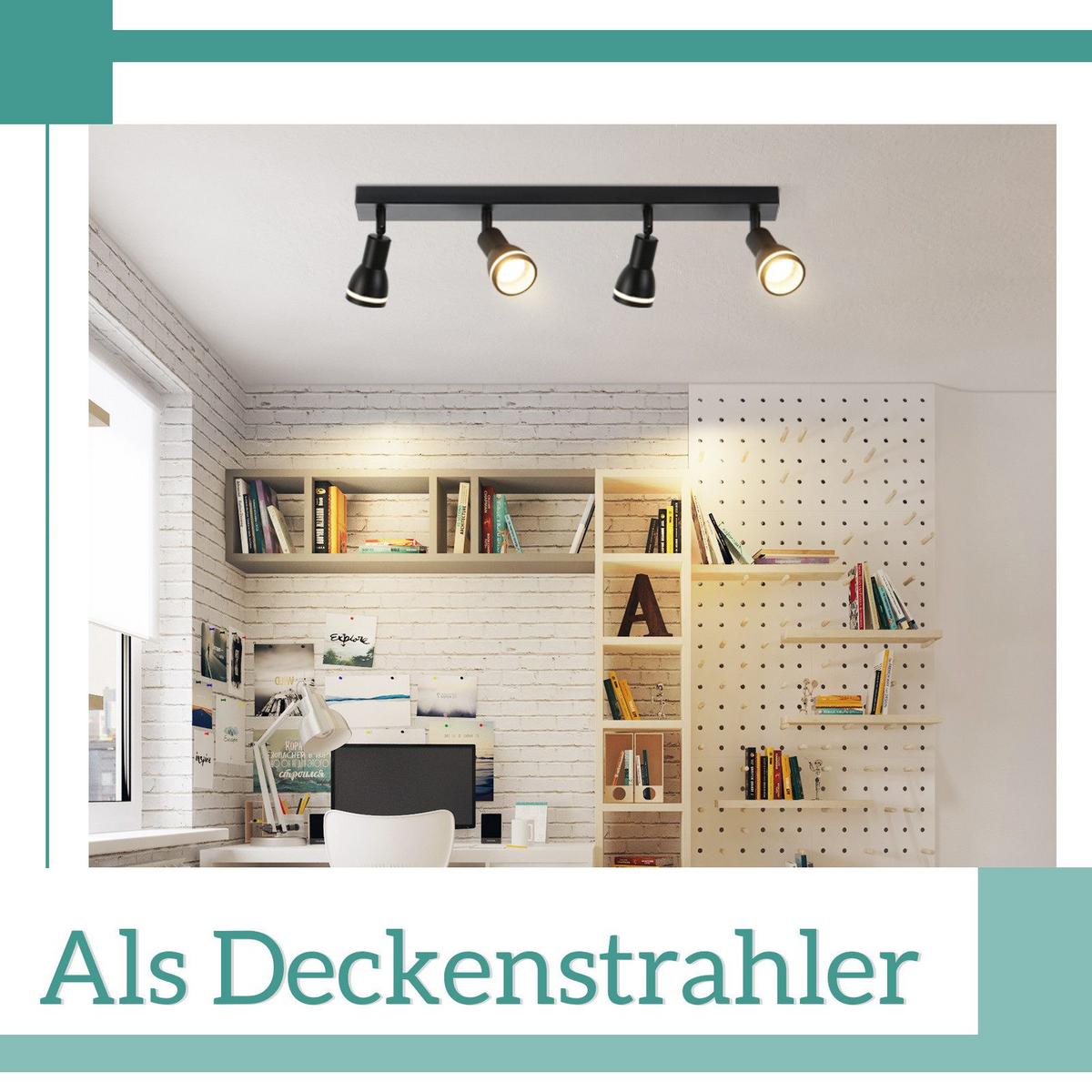 DECKENSTRAHLER Kissingen 4-flammig 55/5/15.7 cm - Schwarz, Metall (55/5/15.7cm) - Nettlife