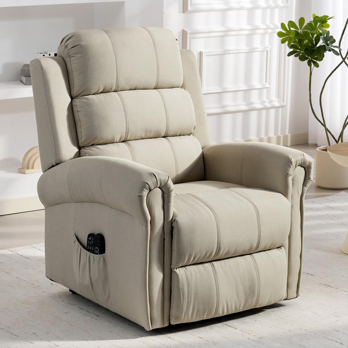 RELAXSESSEL Polyester Metall Beige - Beige/Schwarz, Textil/Metall (87/108/87.5cm) - HOMCOM