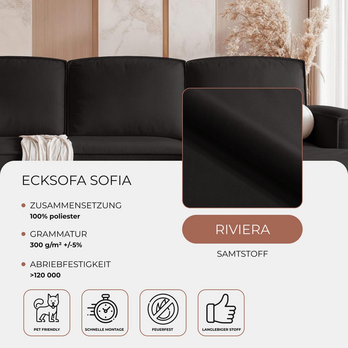 ECKSOFA SOFIA mit Schlaffunktion und Bettkasten Anthrazit - Anthrazit, Holzwerkstoff/Kunststoff (277/157cm) - Idohome