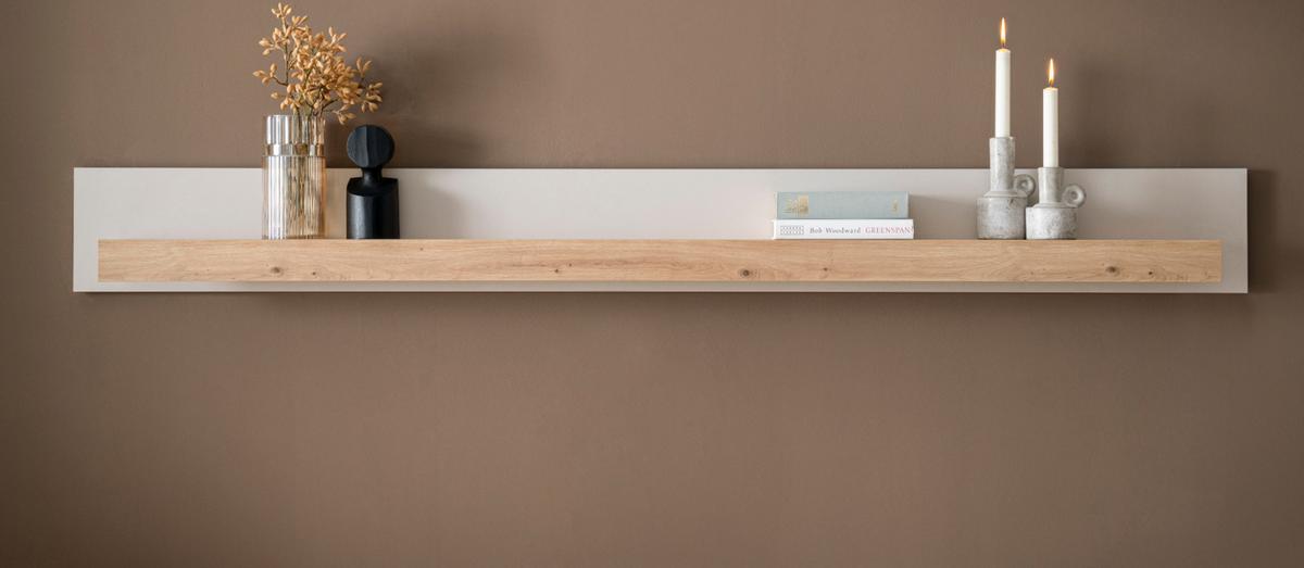 WANDBOARD Kaschmir, Artian Eiche, Wandregal 189 cm - Kaschmir/Eiche Artisan, Holzwerkstoff/Metall (189/20/18cm) - Furn.Design