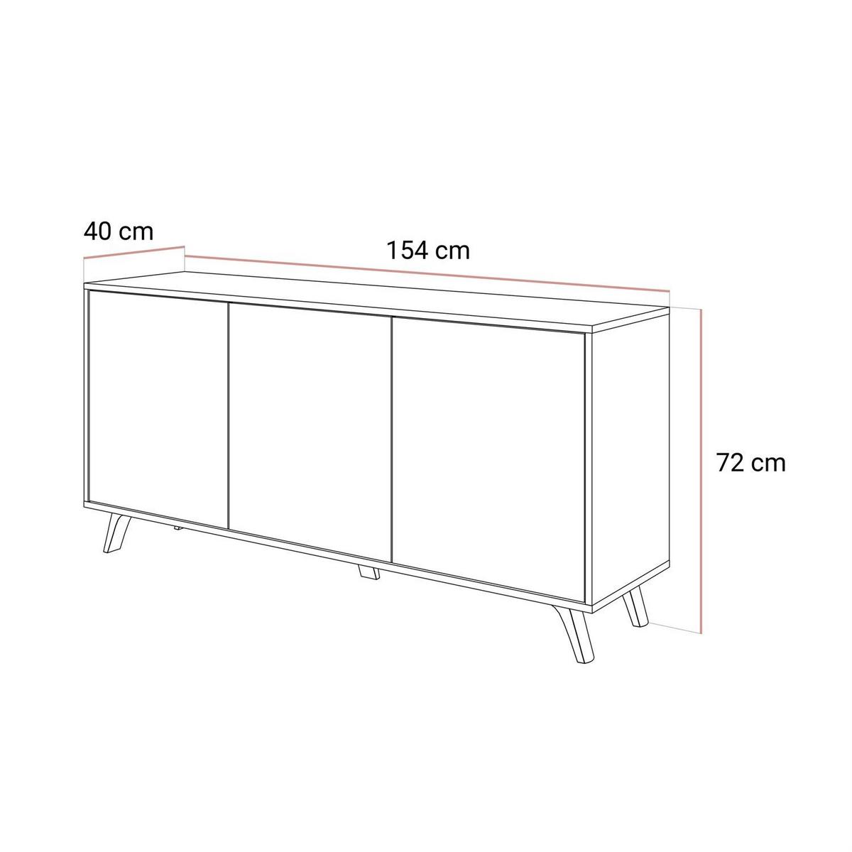 KOMMODE SANAYI mit Kunststoffbeinen Kaschmir Hochglanz - Beige, Holzwerkstoff (154/72/40cm) - Lookway