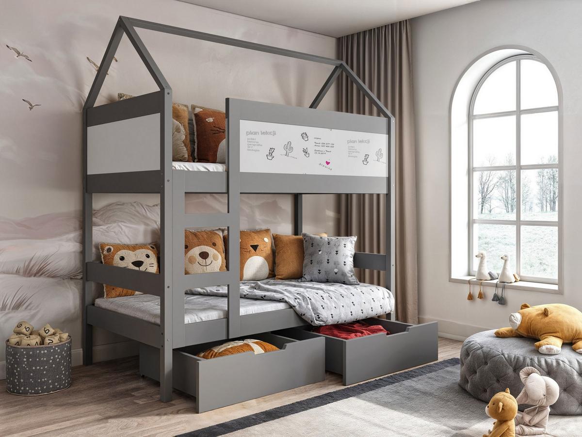 ETAGENBETT TAMI mit Bettkasten 80x180 cm Hellgrau - Grau, Holz (80/180cm) - MASSENO