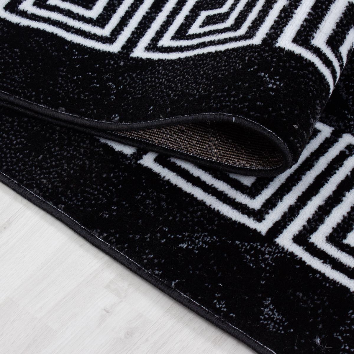 KURZFLORTEPPICH INN, mit Mäander-Muster, Schwarz, 80 x 150 cm - Schwarz, Textil (80/150cm) - KADIMA DESIGN