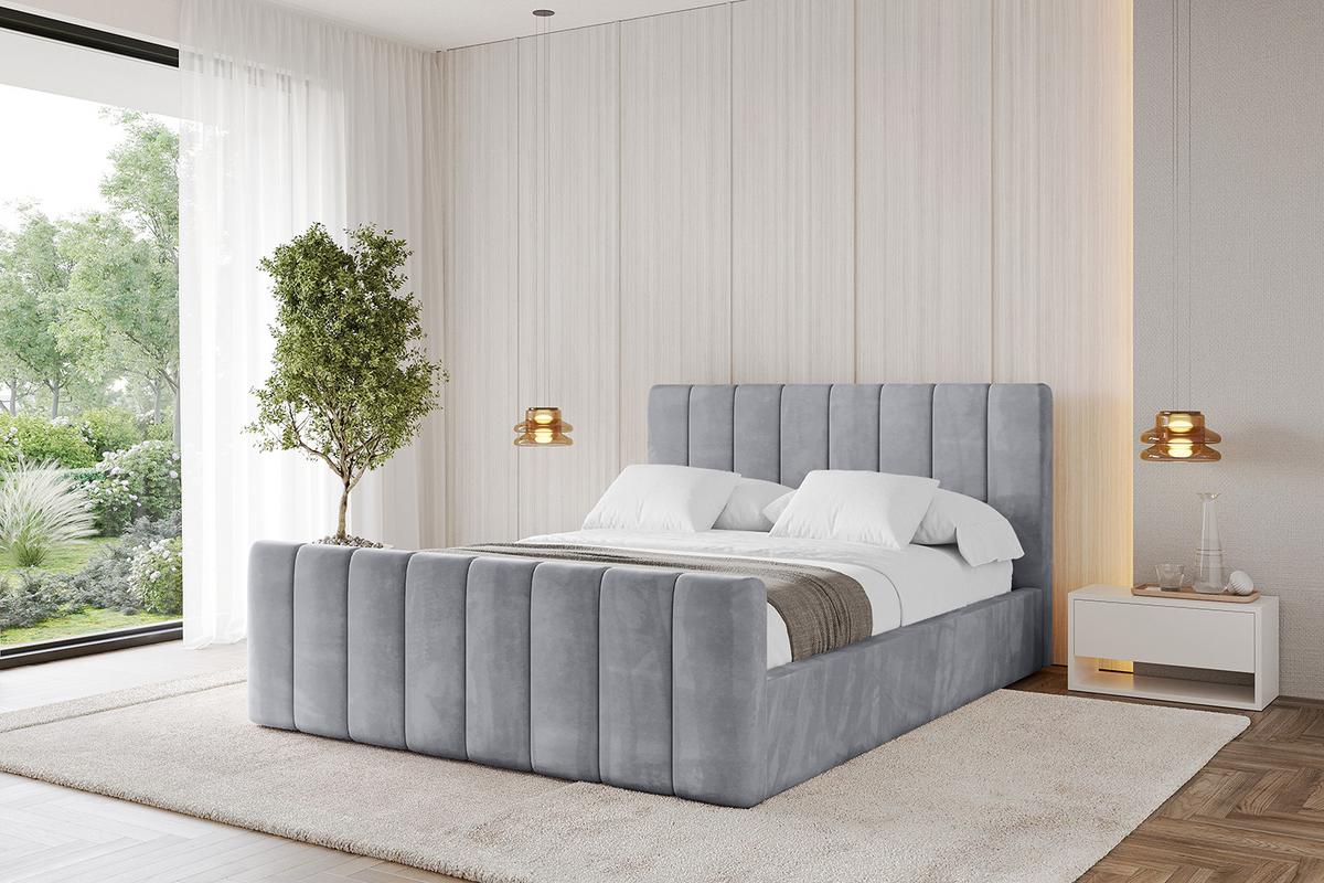 POLSTERBETT mit Bettkasten, Fußteil und Lattenrost, Boxbett ohne Matratze - STERA-Z 160x200 Hellgrau - Hellgrau, Holzwerkstoff/Textil (160/200cm) - ALTDECOR
