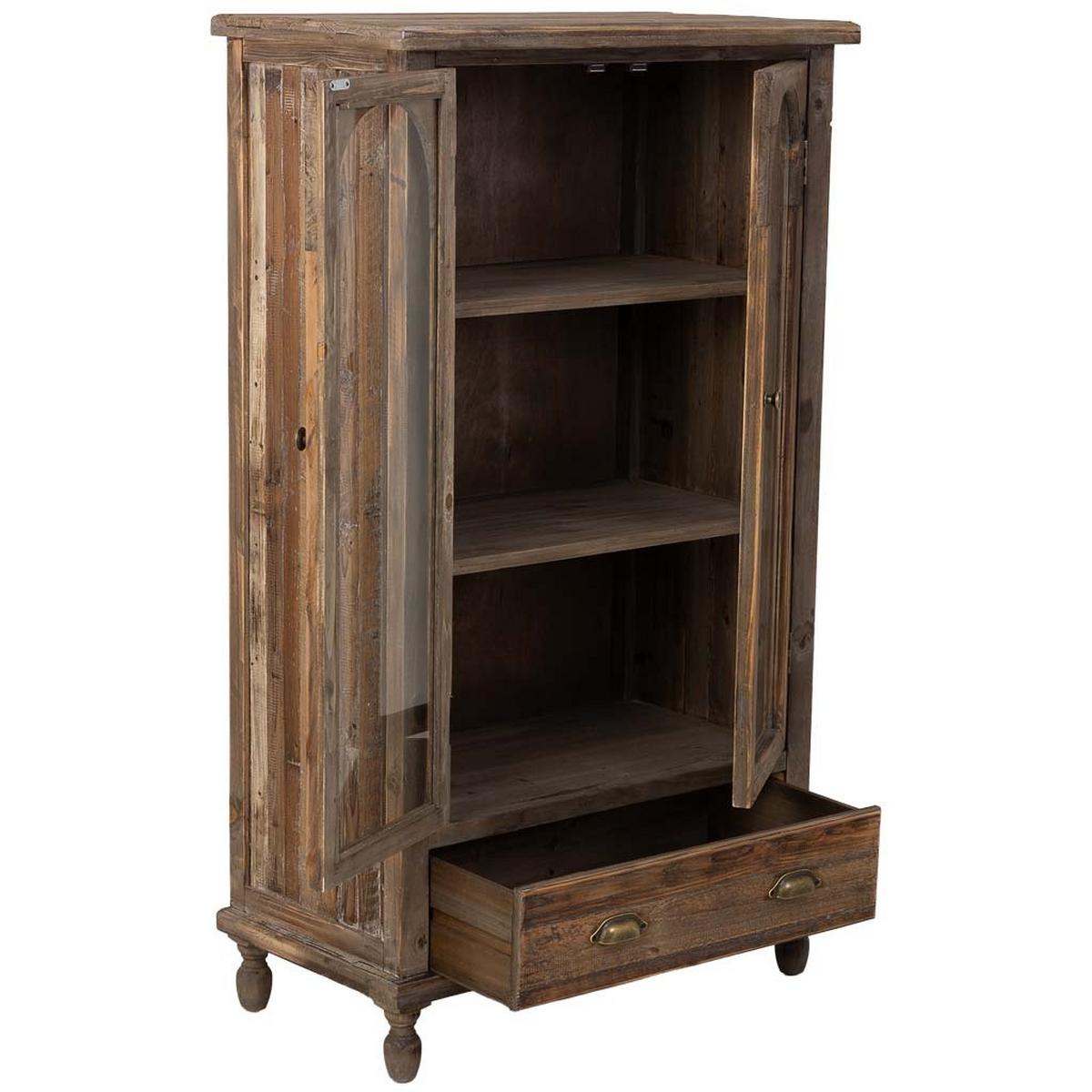 VITRINE mit 2 türen und 1 schublade 80x42x138 cm - Braun, Holz (80/138/42cm) - Wanderlust