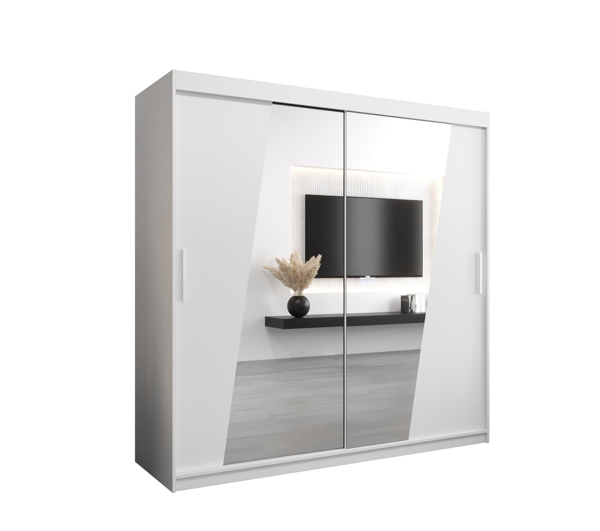 SCHWEBETÜRENSCHRANK 200/200/62 2-türig - Silberfarben/Weiß, Holz/Kunststoff (200/200/62cm) - MÖBEL KRYSPOL