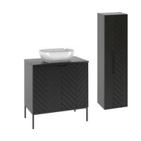 BADMÖBEL 80.6cm Daria 2er-Set Schwarz - Schwarz, Holzwerkstoff (80.6/84.2/46.5cm) - Petits-meubles