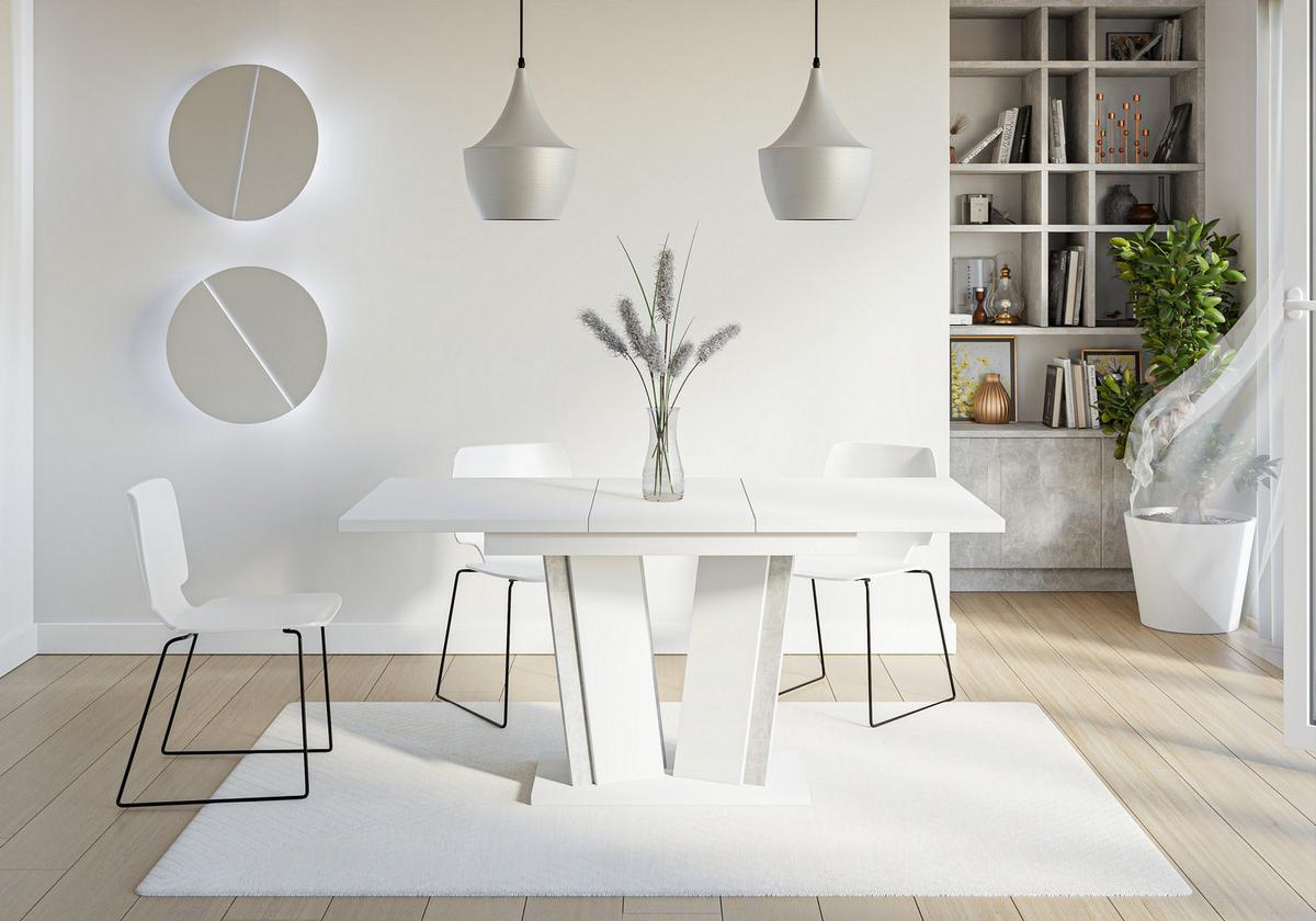ESSTISCH SAMAR Ausziehbar 120 - 160 / 80 x 76 cm - Weiß, Holz (120/80/76cm) - MASSENO