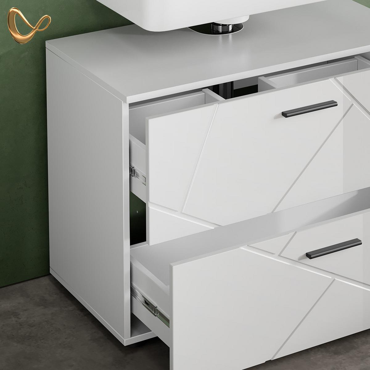 WASCHBECKENUNTERSCHRANK Ronco Weiß Hochglanz 80 x 58.6 cm - Weiß Hochglanz, Holzwerkstoff (80/58.6/41cm) - Livinity®