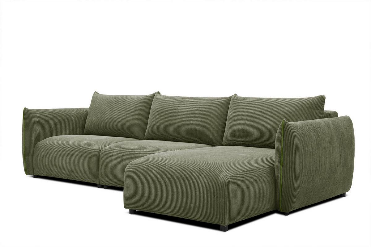 ECKSOFA TAUER 5-Sitzer, olivgrün - Schwarz/Olivgrün, Holzwerkstoff/Kunststoff (294/173cm) - Wozimo