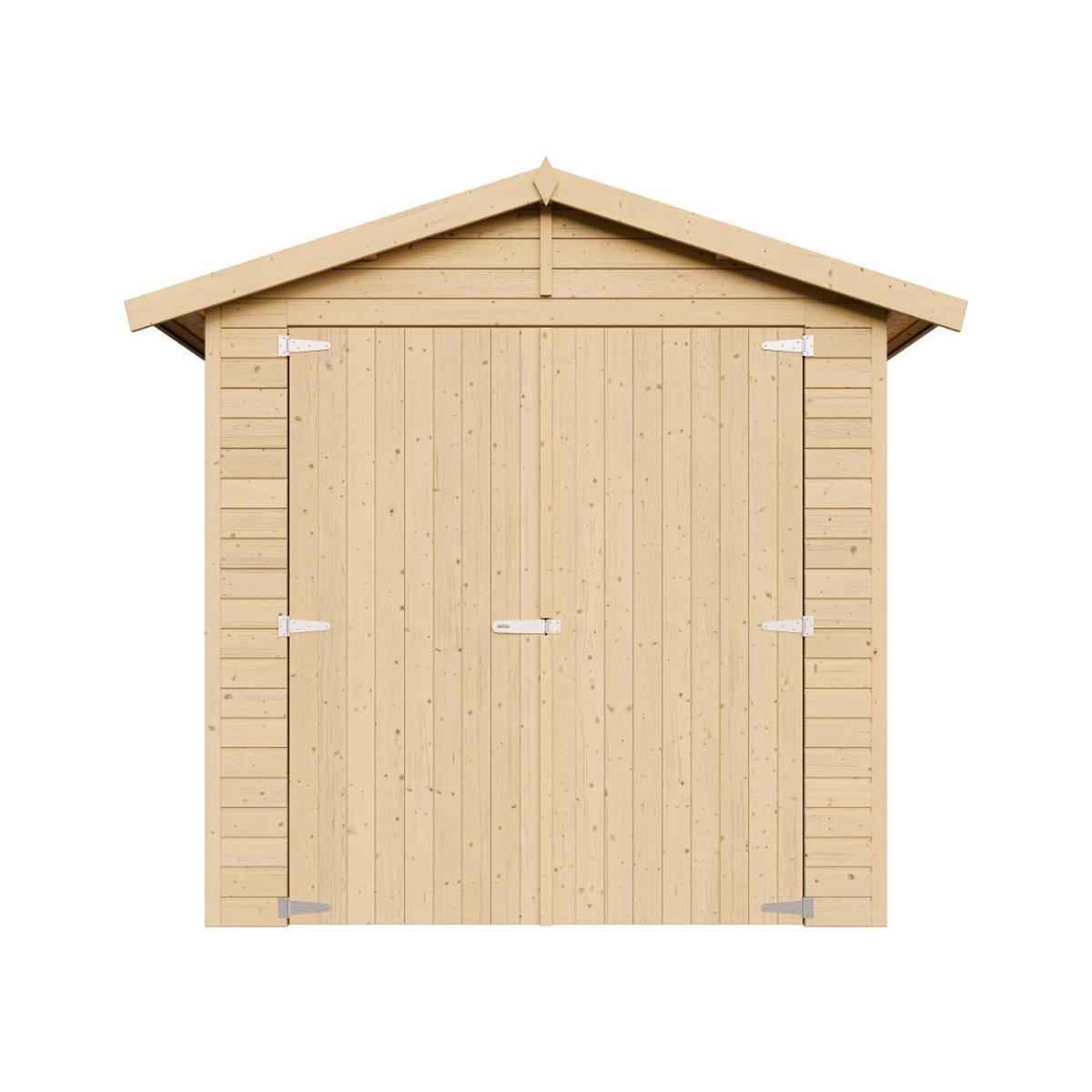 HOLZGARAGE - Abstellraum mit Fenstern- H222x244x320 cm/ 6 m² - M105 - Naturfarben, Holz (205/180/297cm) - Timbela