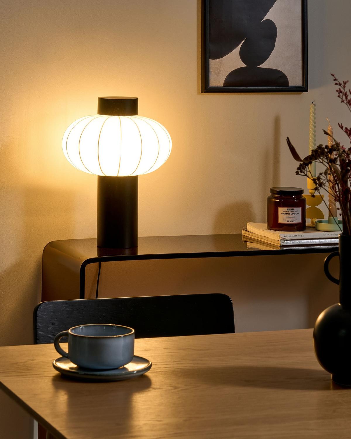 TISCHLAMPE Holz Schwarz Abens - Schwarz/Weiß, Holz (27/27/35cm) - Beliani