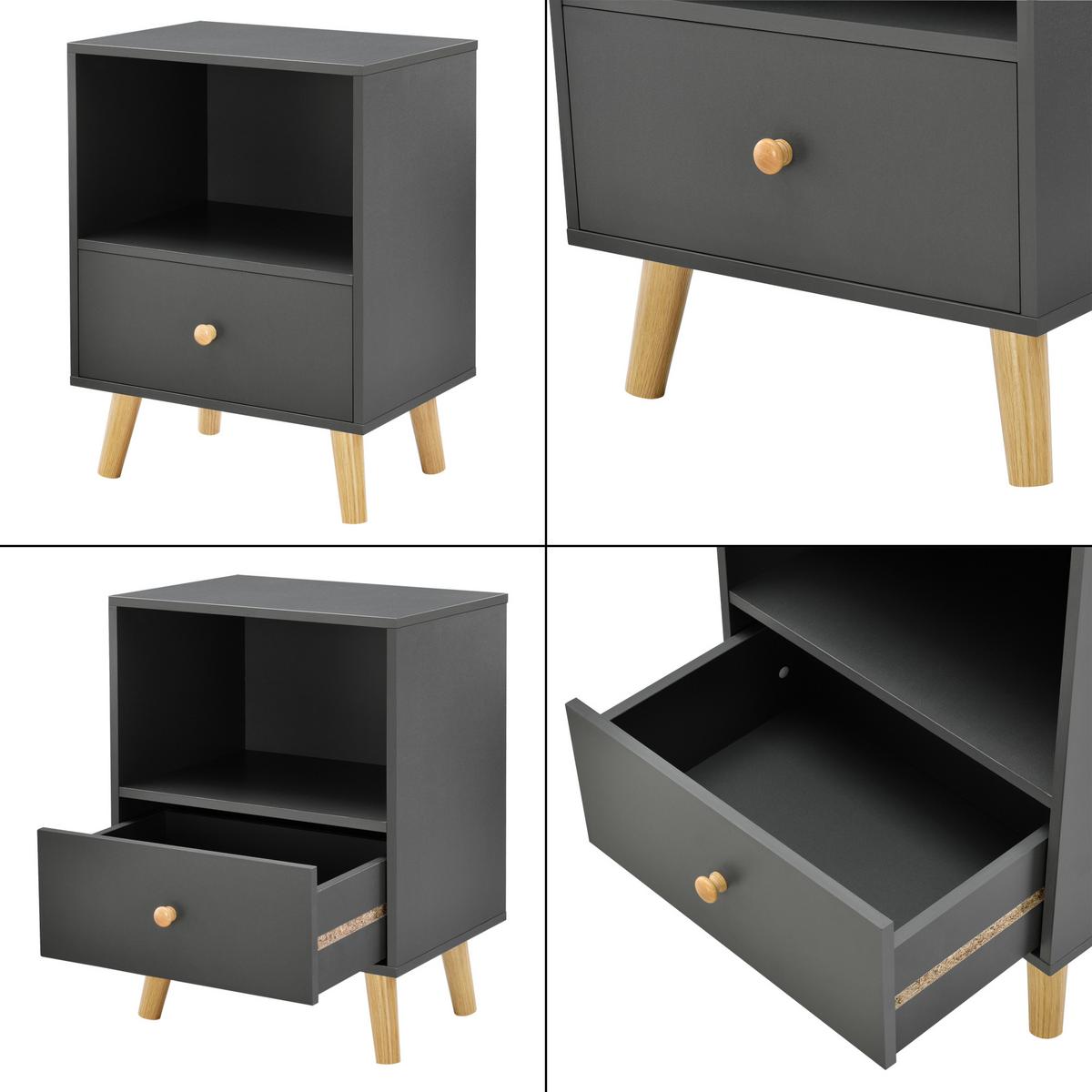 BEISTELLTISCH-SET 2 TLG. Sundsvall - Dunkelgrau, Holz/Holzwerkstoff (30/40/54cm) - [en.casa]