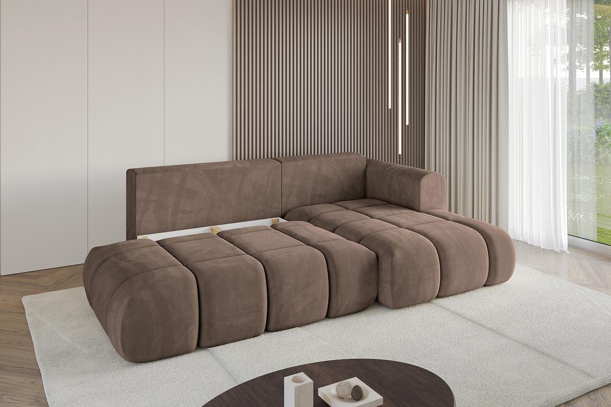 ECKSOFA Ottomane Rechts CLOUD-L-v1 280x185x90 Braun Velours - Braun, Holzwerkstoff/Kunststoff (185/280cm) - ALTDECOR