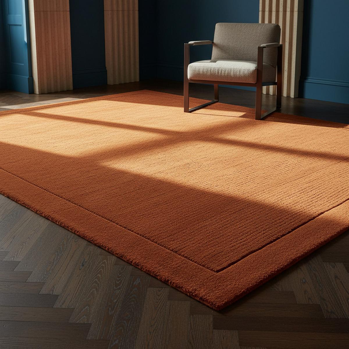 WOLLTEPPICH handgewebt STOW, mit Bordüre, Terrakotta, 120 x 170 cm - Orange, Textil (170/120cm) - KADIMA DESIGN