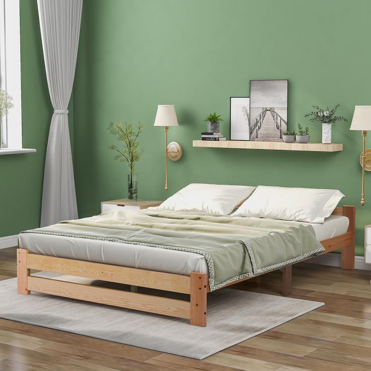 MASSIVHOLZBETT Natur 200/140 cm - Beige, Holz - Urban Meuble