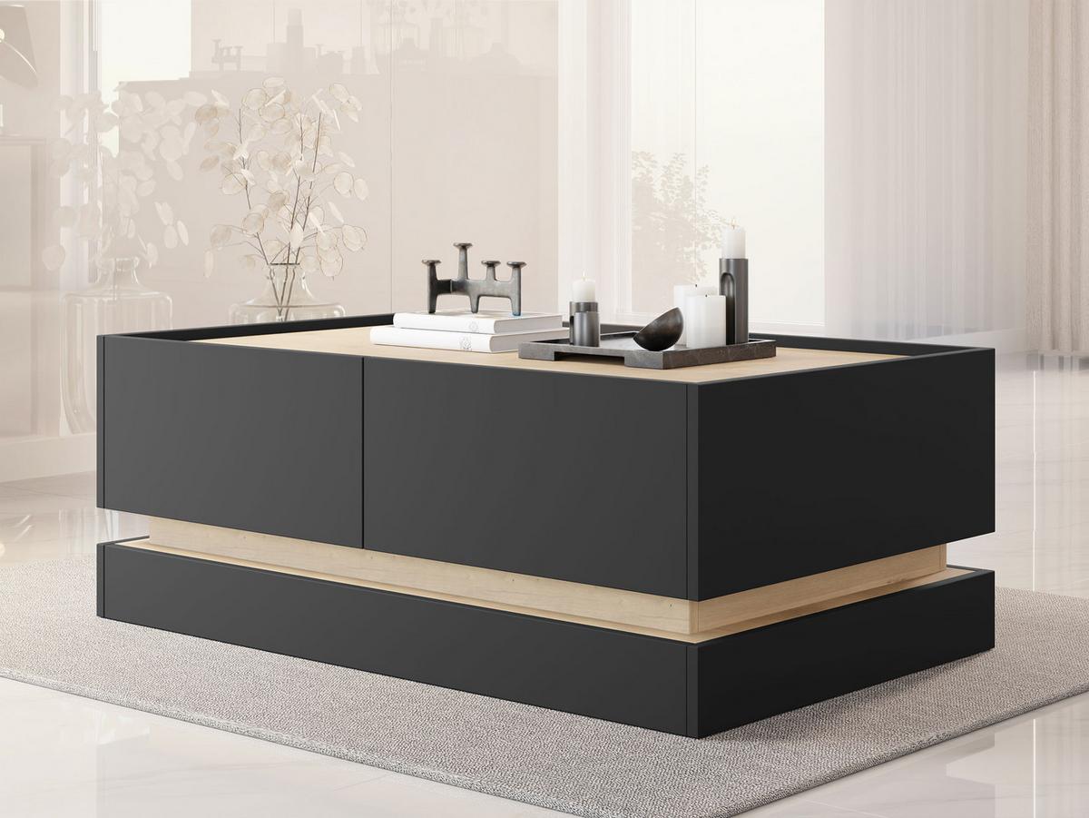 COUCHTISCH Zarpant L97 4K - Eichefarben/Schwarz, Holzwerkstoff (60/97/40cm) - MIRJAN24